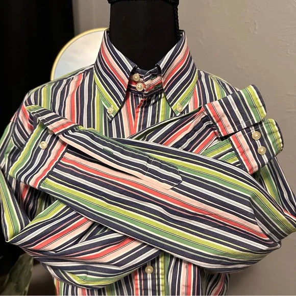 Vintage Tommy Hilfiger Multicolor Striped Button-Down Shirt | Men’s M - Picture 8 of 9